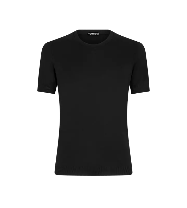 PLACED RIB CREW NECK T-SHIRT BLACK online